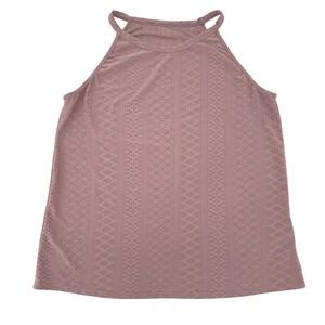 PEROUT Mauve Pointelle Knit Halter Tank Top Womens Size XL